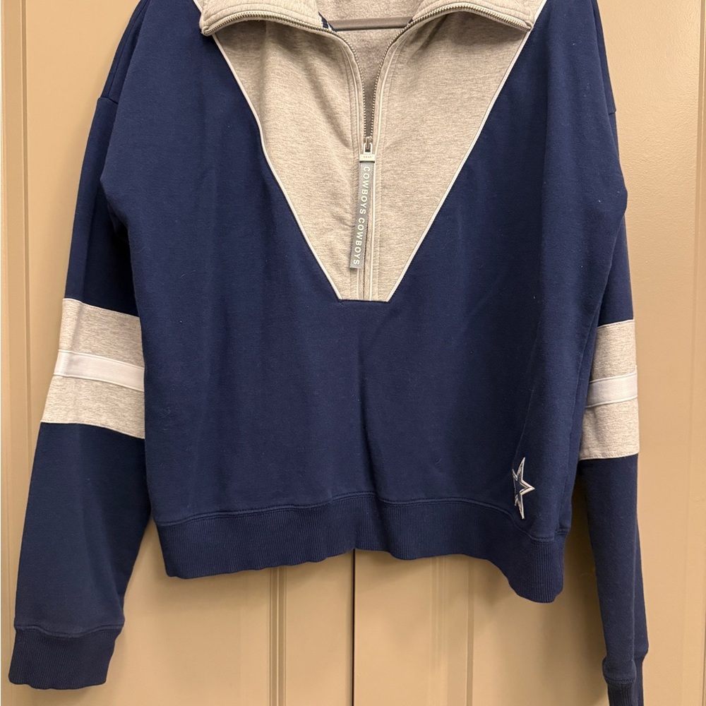 Navy and Gray Dallas Cowboys Quarter-Zip Sweatshirt